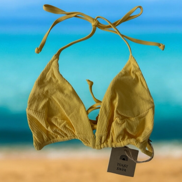 🎉 $45 NWT Toast Swim Signature Stitch Tri Bikini Top Size XL - Picture 2 of 2